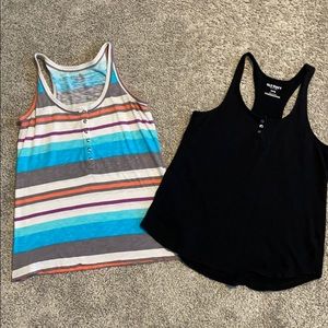Old Navy, two racerback tank tops with buttons, M